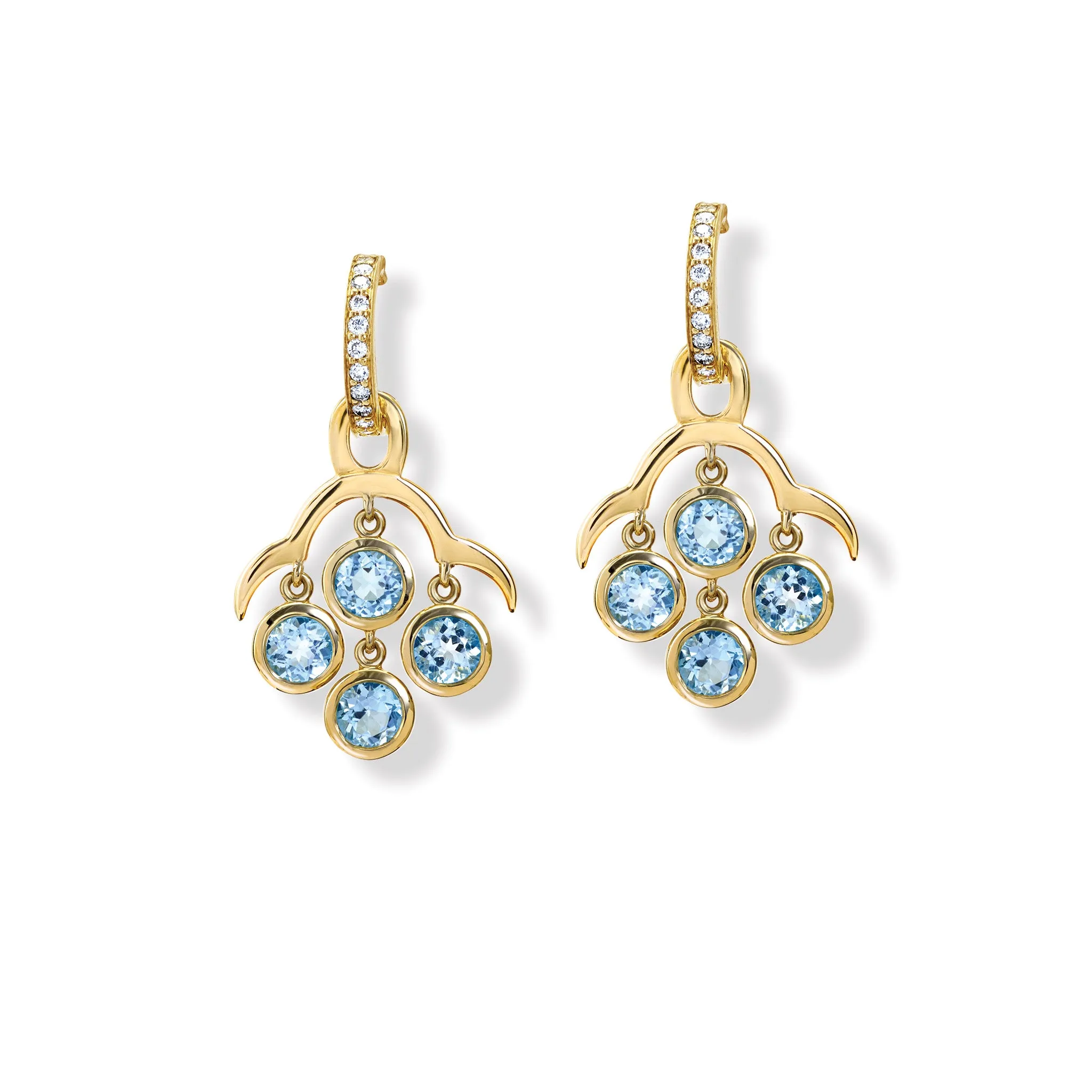 Acai Earring Drops Yellow Gold - Blue Topaz