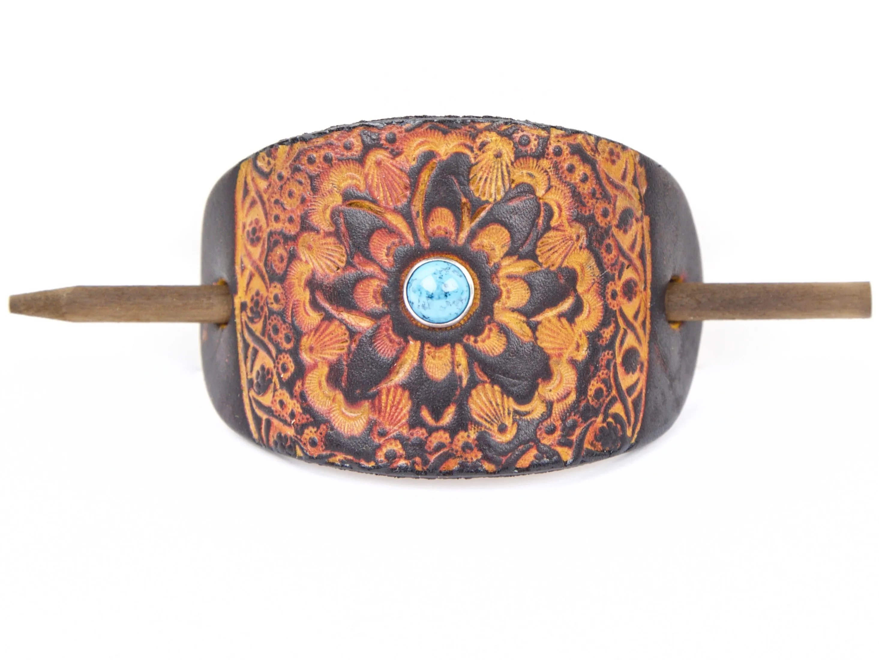 Accented La Tierra Leather Hair Barrette