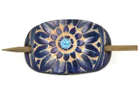 Accented Sunflower Leather Hair Barrette