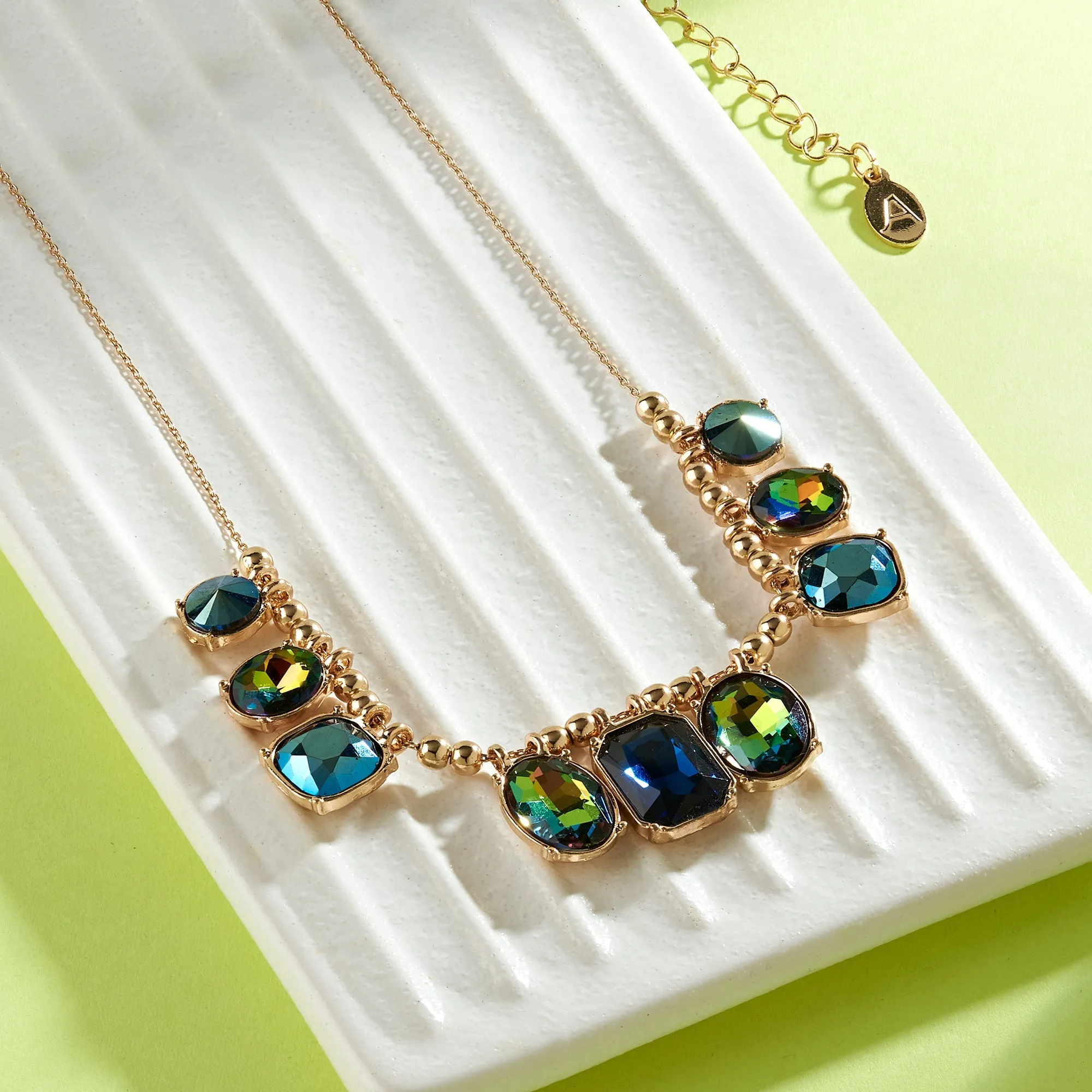 Accessorize London Women's Blue Mixed Shape Gem Necklace