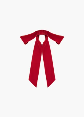 Adley Velvet Bow Barrette -- Rouge