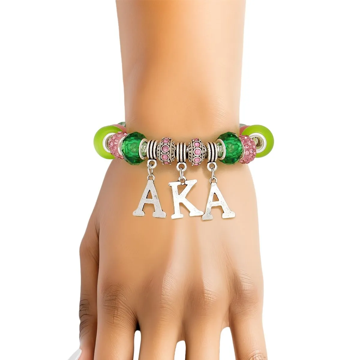 AKA Alpha Kappa Alpha Inspired Sorority Bracelet Rondelle Bead Letter Charm Bracelet