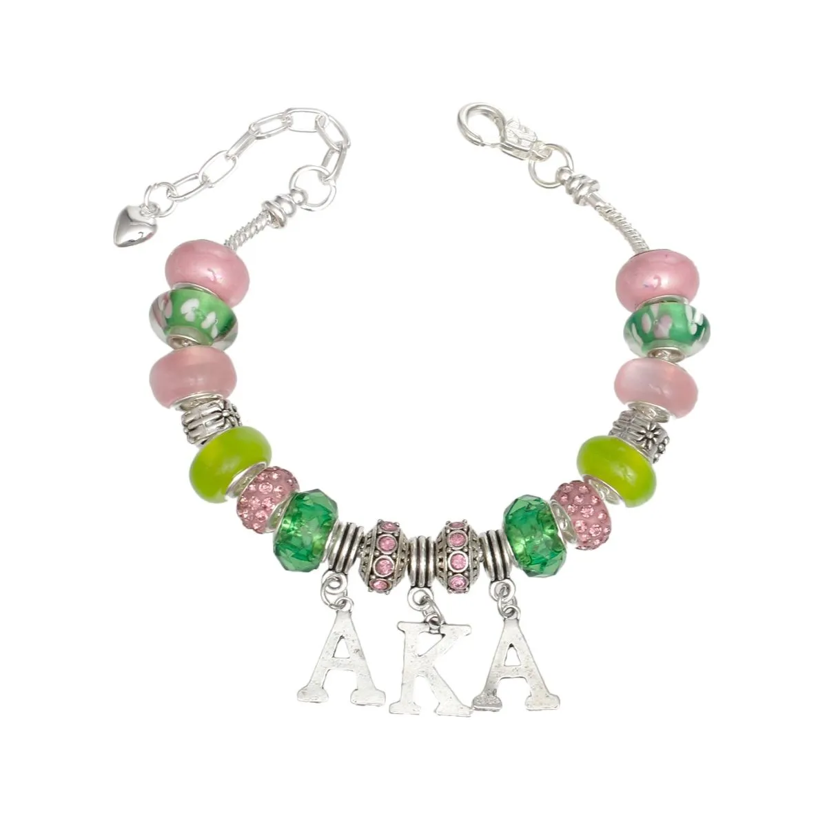 AKA Alpha Kappa Alpha Inspired Sorority Bracelet Rondelle Bead Letter Charm Bracelet