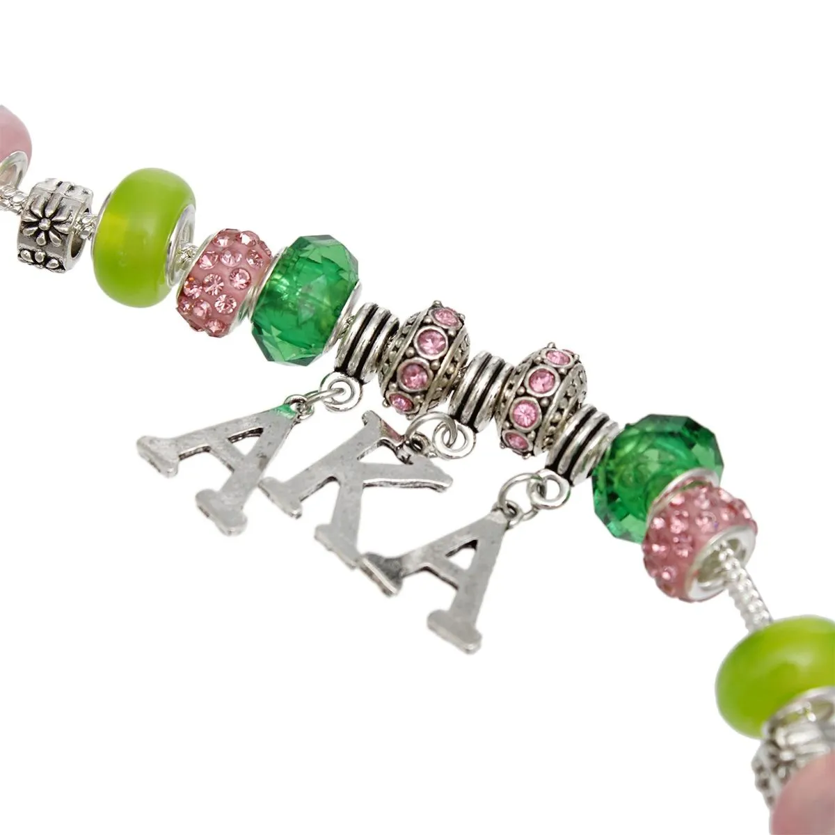 AKA Alpha Kappa Alpha Inspired Sorority Bracelet Rondelle Bead Letter Charm Bracelet