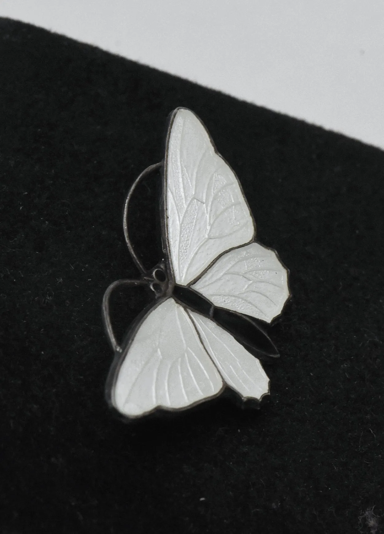 Aksel Holmsen - Vintage Norwegian Sterling Silver and Enamel Butterfly Brooch