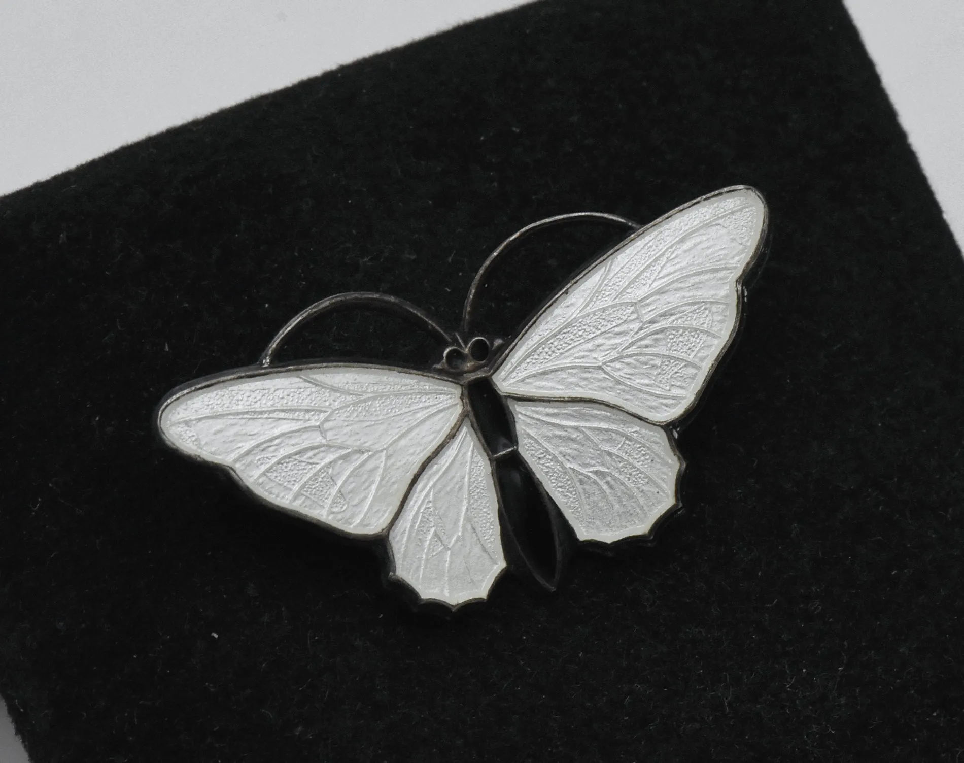 Aksel Holmsen - Vintage Norwegian Sterling Silver and Enamel Butterfly Brooch