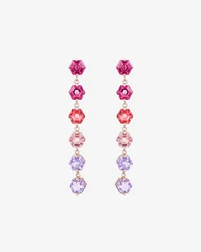 Amalfi Hexagon Cut Pink Ombre Midi Drop Earrings