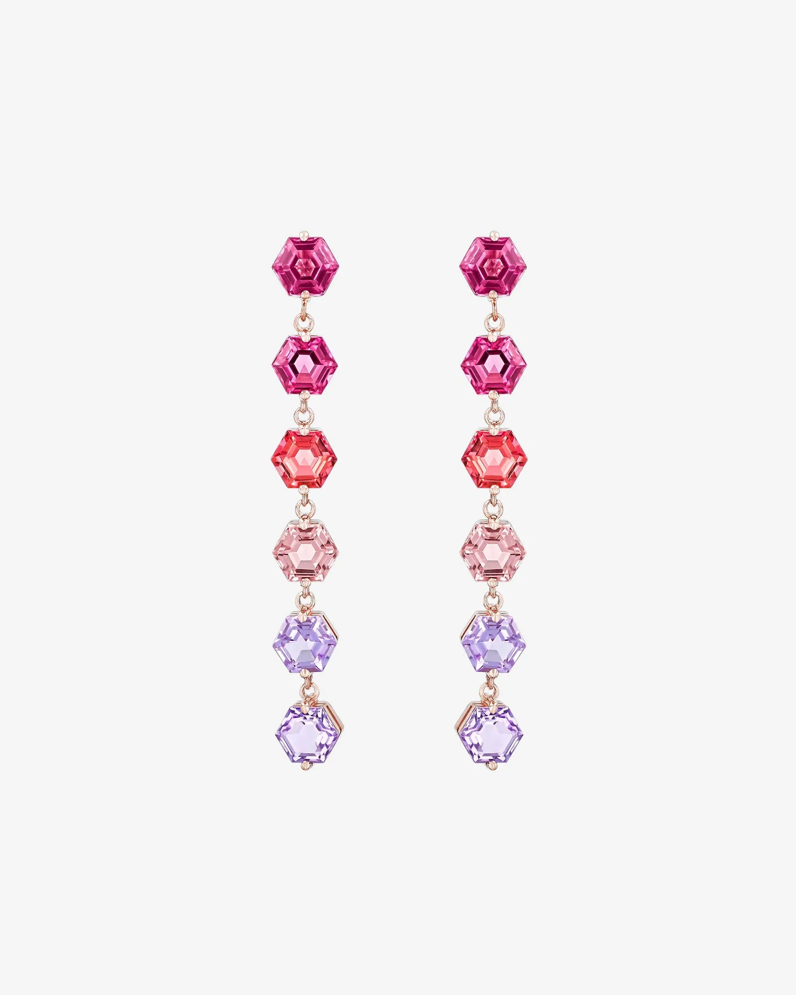 Amalfi Hexagon Cut Pink Ombre Midi Drop Earrings