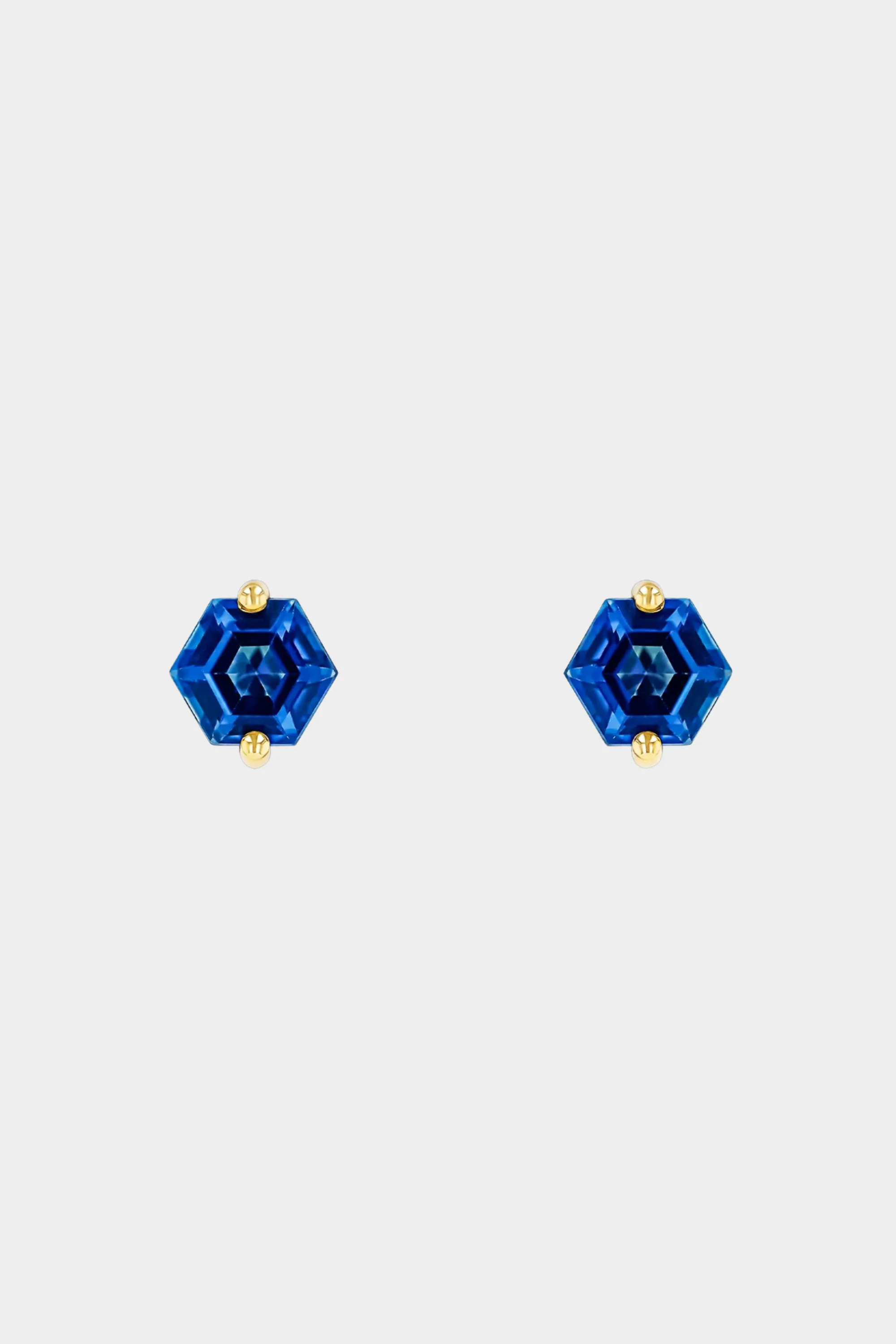 Amalfi Hexagon Studs, English Blue Topaz