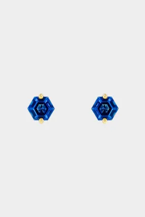 Amalfi Hexagon Studs, English Blue Topaz