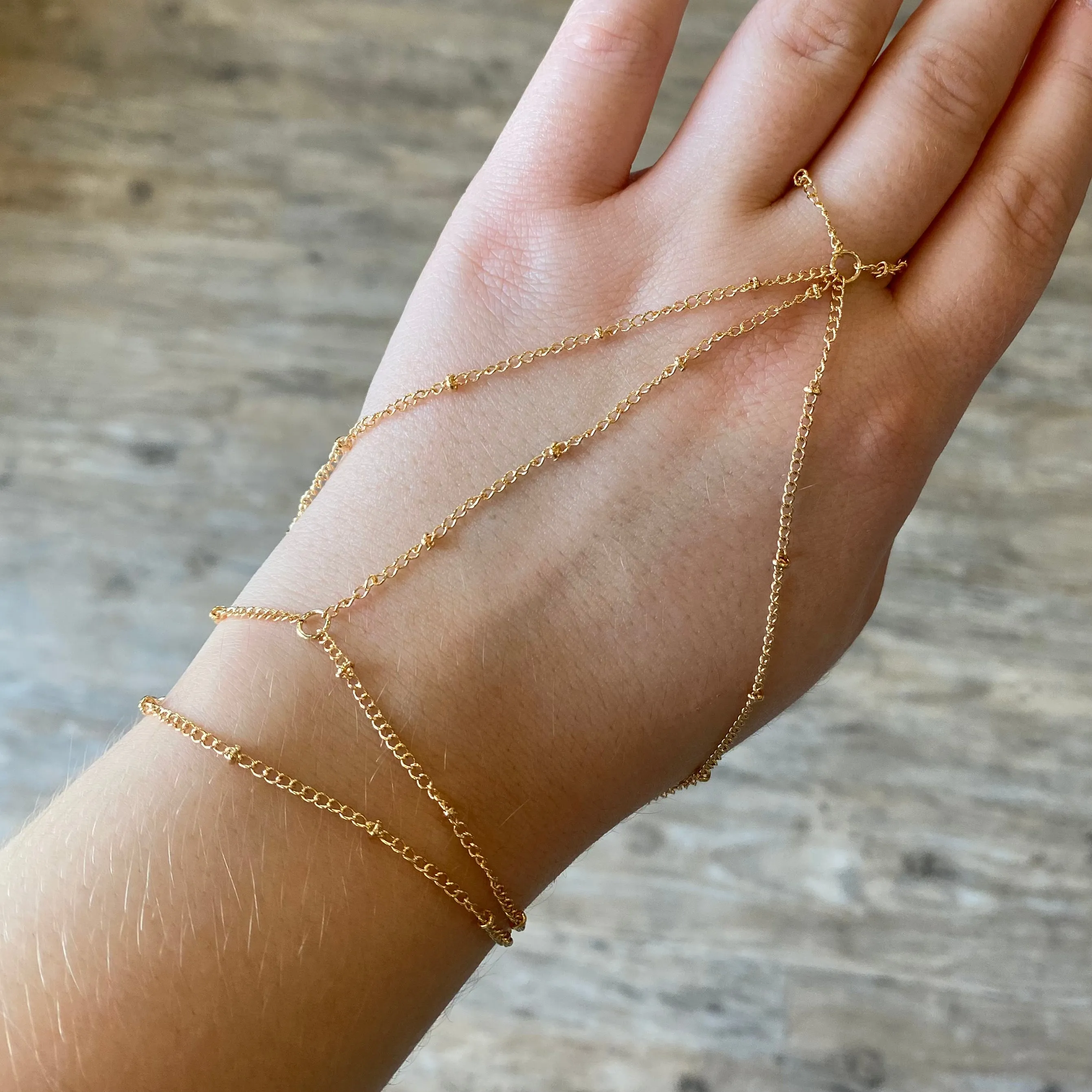 Anastasia Gold Dainty Ringlet Hand Chains