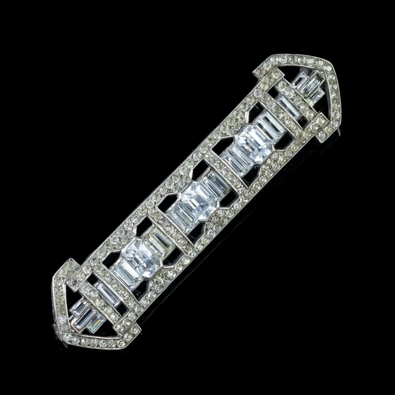 Antique Art Deco Paste Brooch Silver Circa 1920