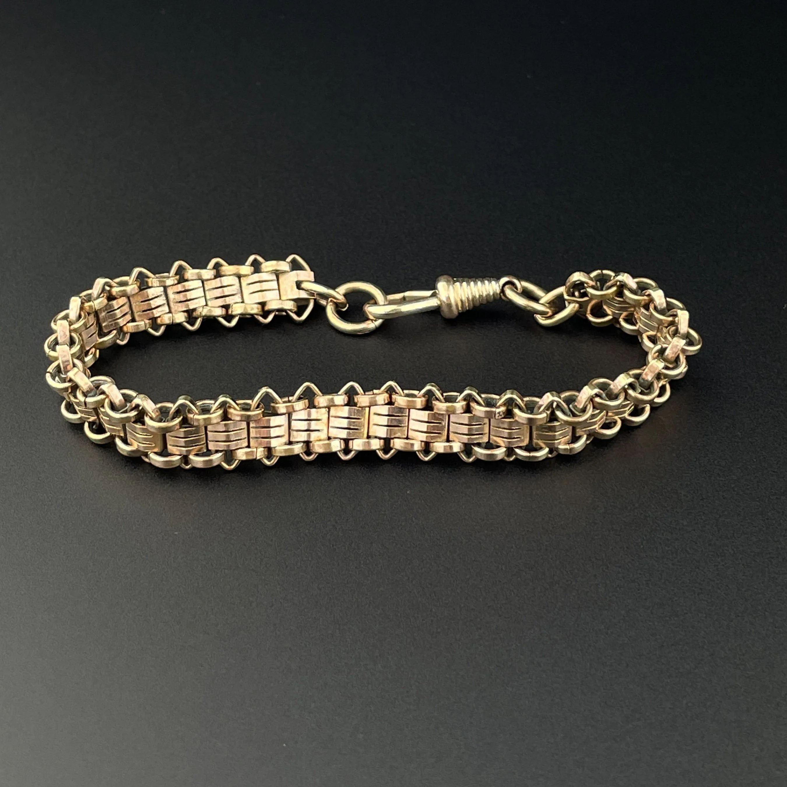 Antique Edwardian Rolled Gold Fancy Link Watch Chain Bracelet