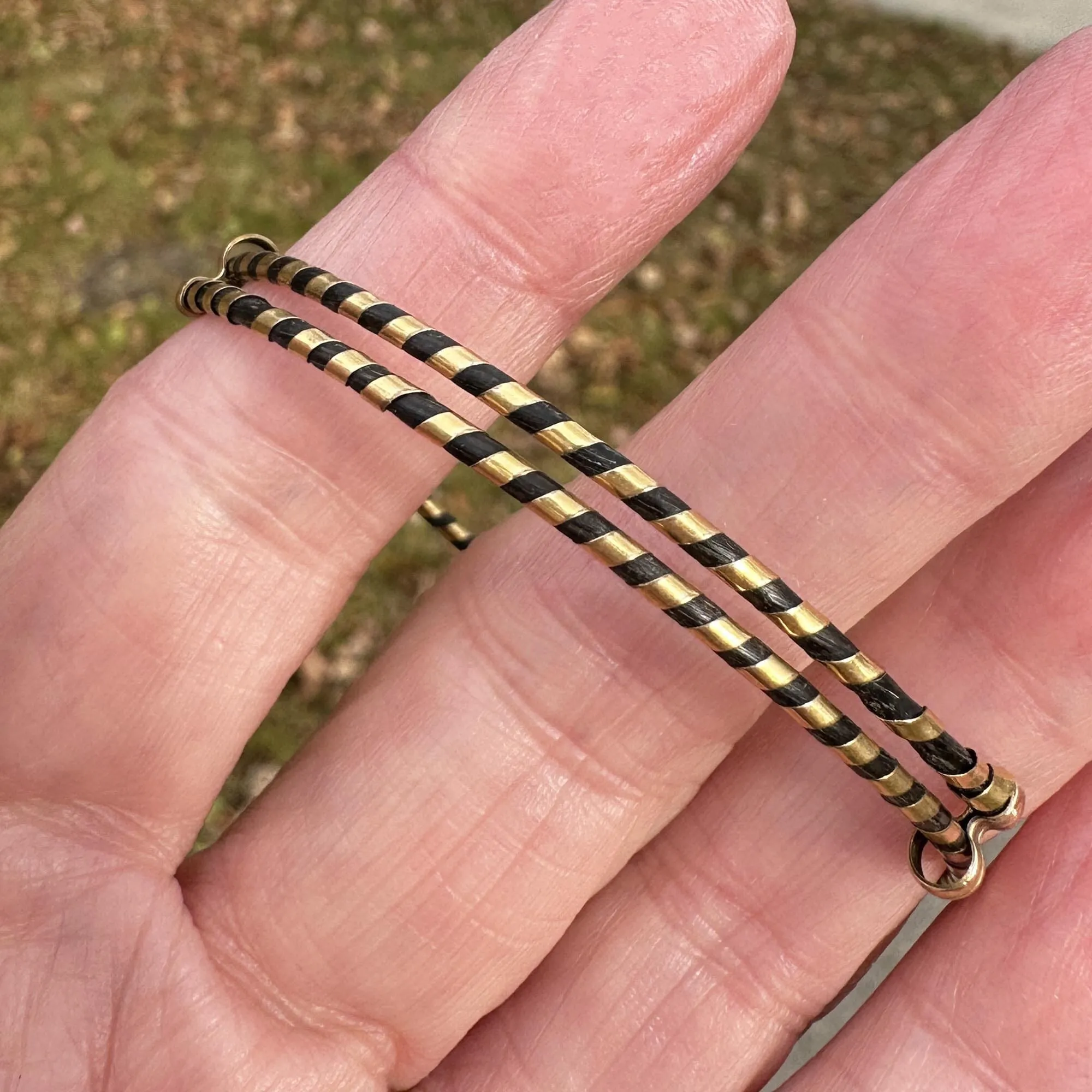 Antique Gold Victorian Elephant Hair Bracelet Bangle