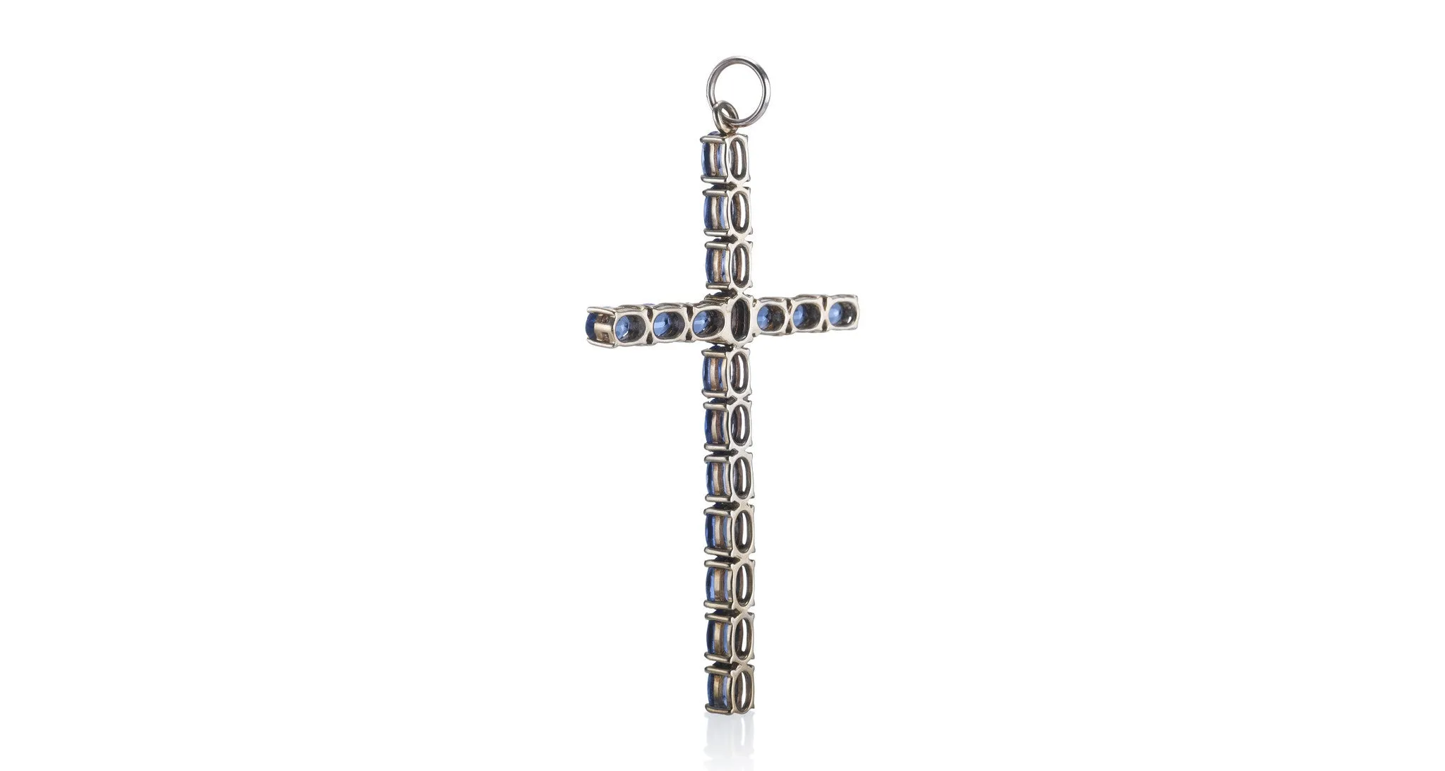 Antique Oval Sapphire Cross Pendant