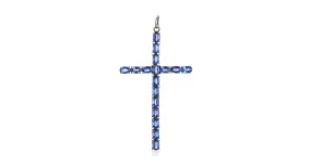 Antique Oval Sapphire Cross Pendant