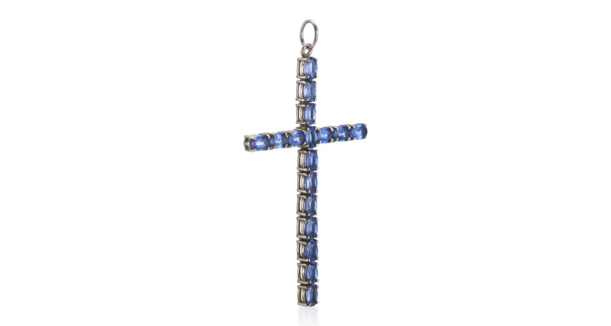 Antique Oval Sapphire Cross Pendant