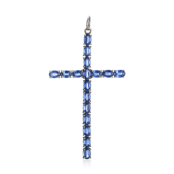 Antique Oval Sapphire Cross Pendant