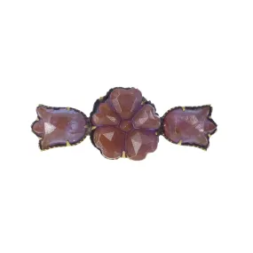 Antique Saphiret Glass Floral Pansy Brooch