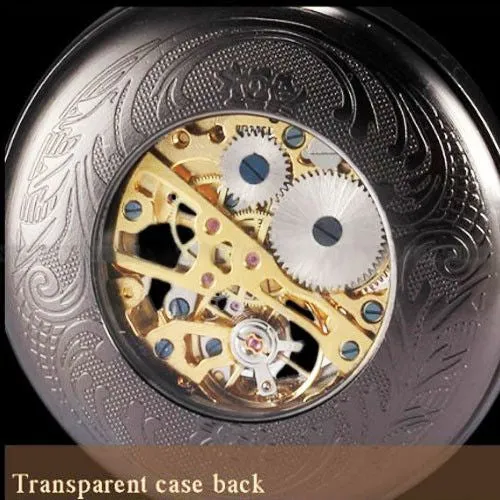 Antique Transparent  Mechanical Copper Pocket Watch