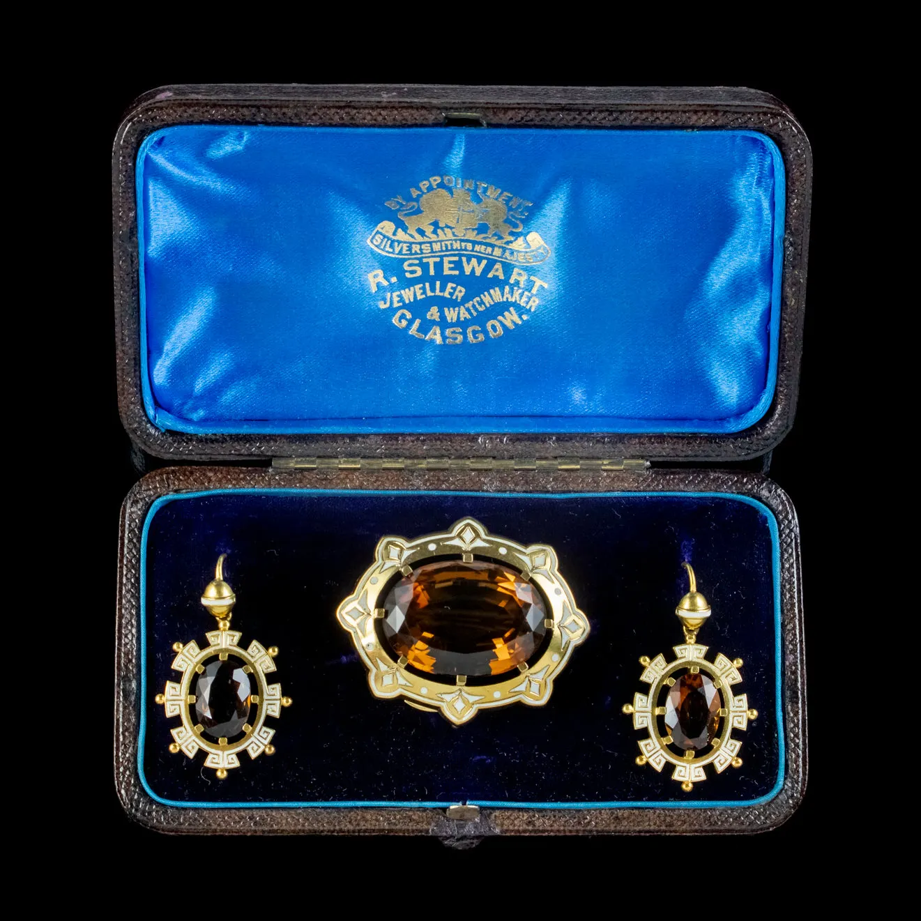 Antique Victorian Scottish Cairngorm Suite 18ct Gold Circa 1870 Boxed