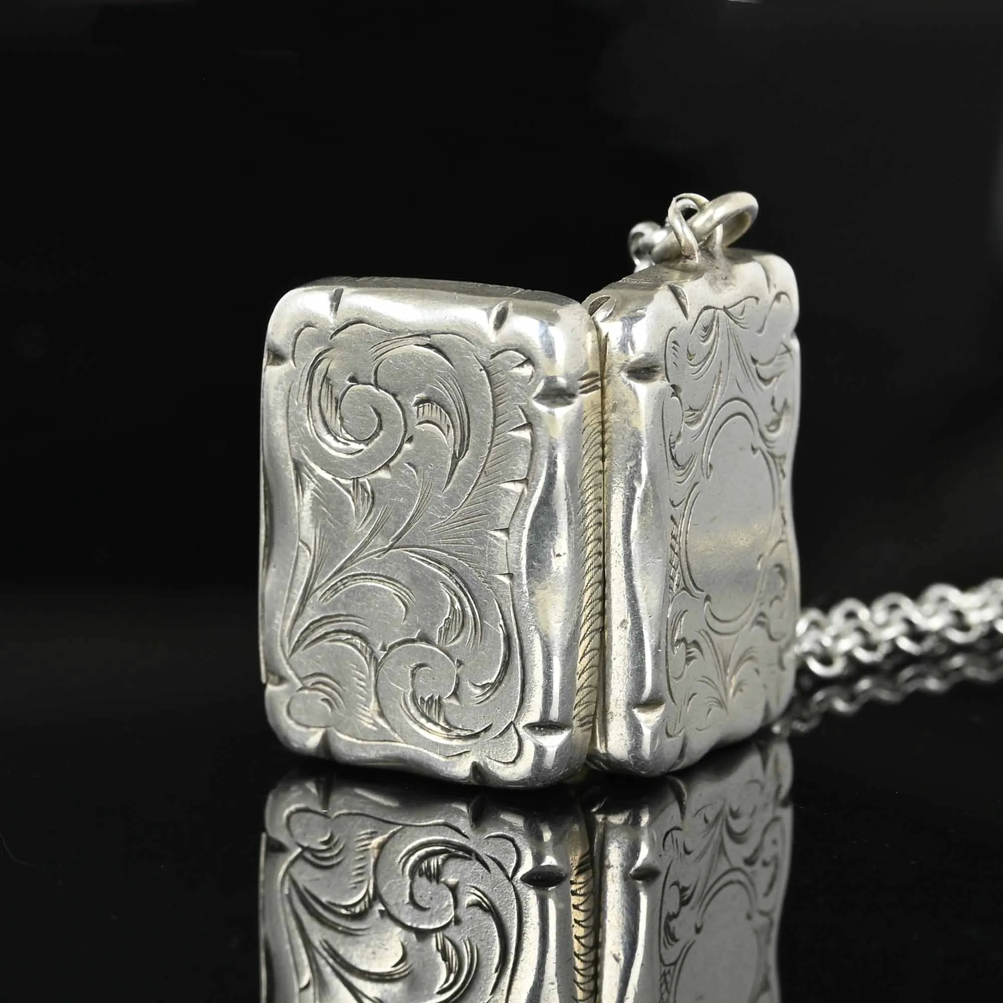 Antique Victorian Silver Vinaigrette Pendant, C 1854