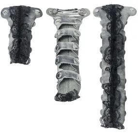 Antiqued Gray Leather and Lace Hair Tube Barrette #AHW2300LGY