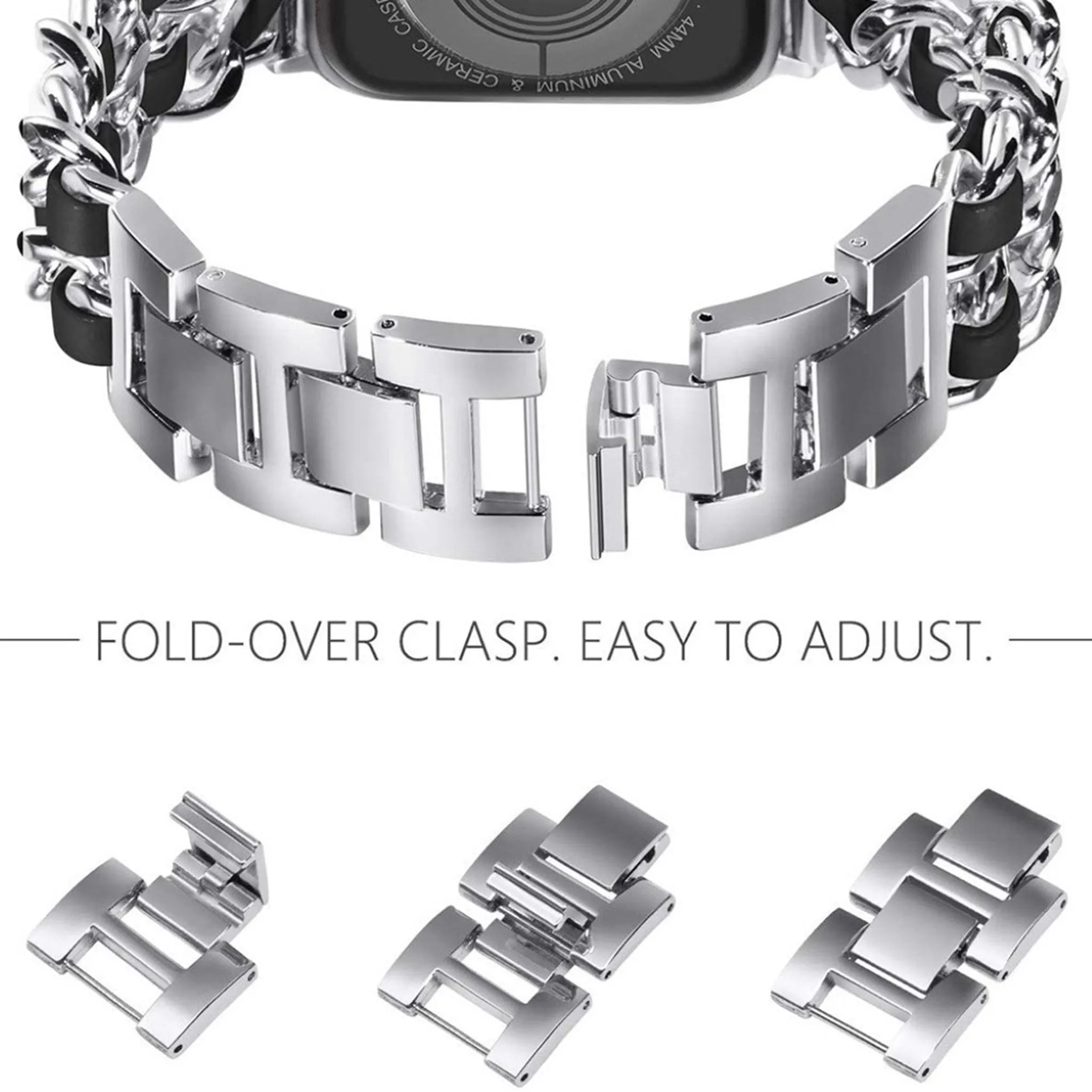 Apple Watch 40mm chain form stainless steel watch strap - Silver / Black