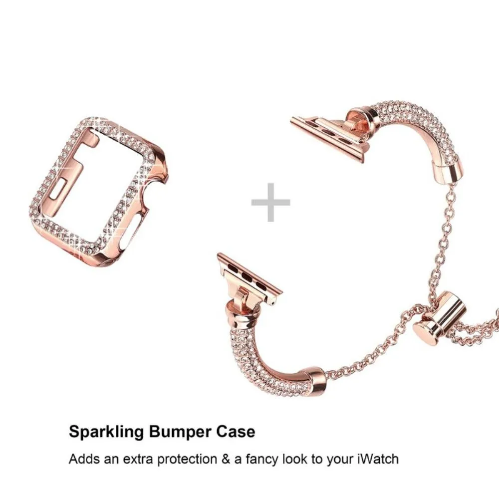 Apple Watch (45mm) shiny rhinestone décor watch strap   cover - Rose Gold