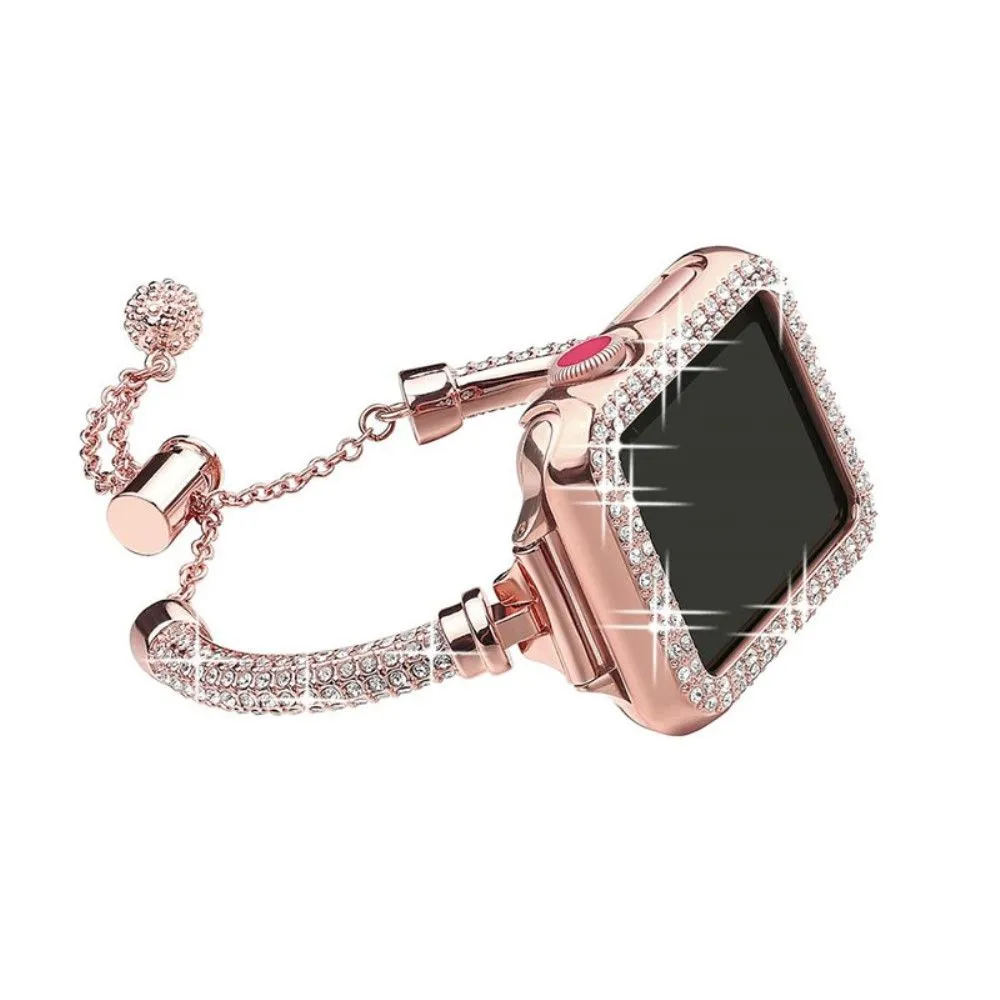 Apple Watch (45mm) shiny rhinestone décor watch strap   cover - Rose Gold