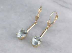 Aquamarine Gold Bar Drop Earrings