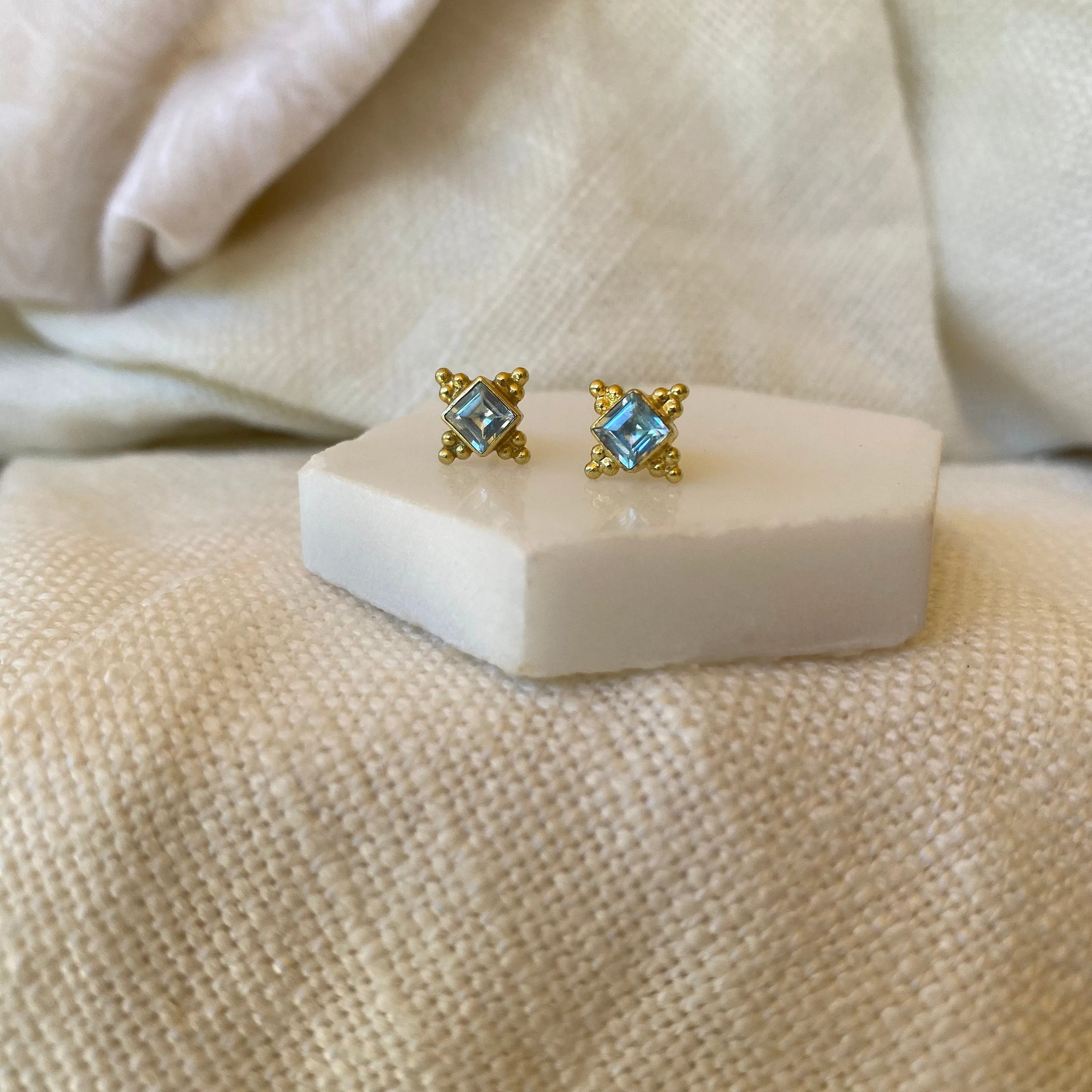 Ariella 14K Gold Vermeil Blue Topaz Stud Earrings