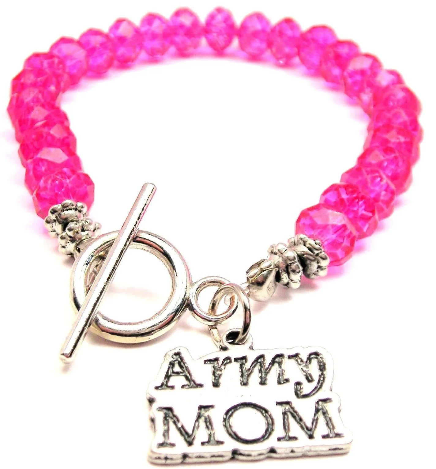 Army Mom Crystal Beaded Toggle Style Bracelet