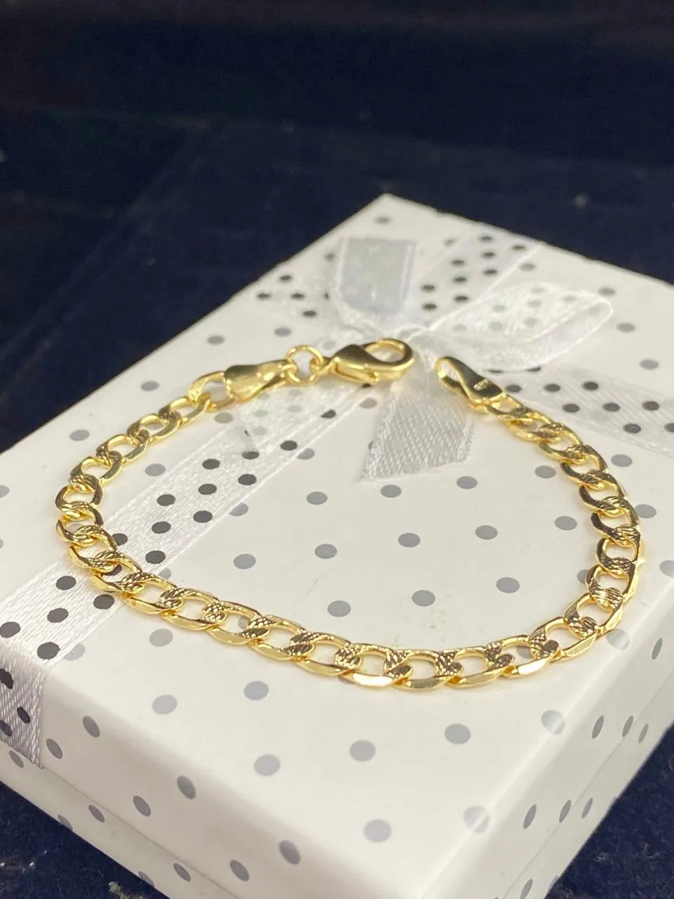 Baby Kids Curb Bracelet 5.5" Diamond Cut Design 14K Gold Filled Gifts for Childrens