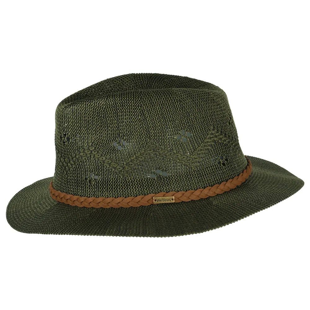 Barbour Hats Flowerdale Crochet Fedora Hat - Olive