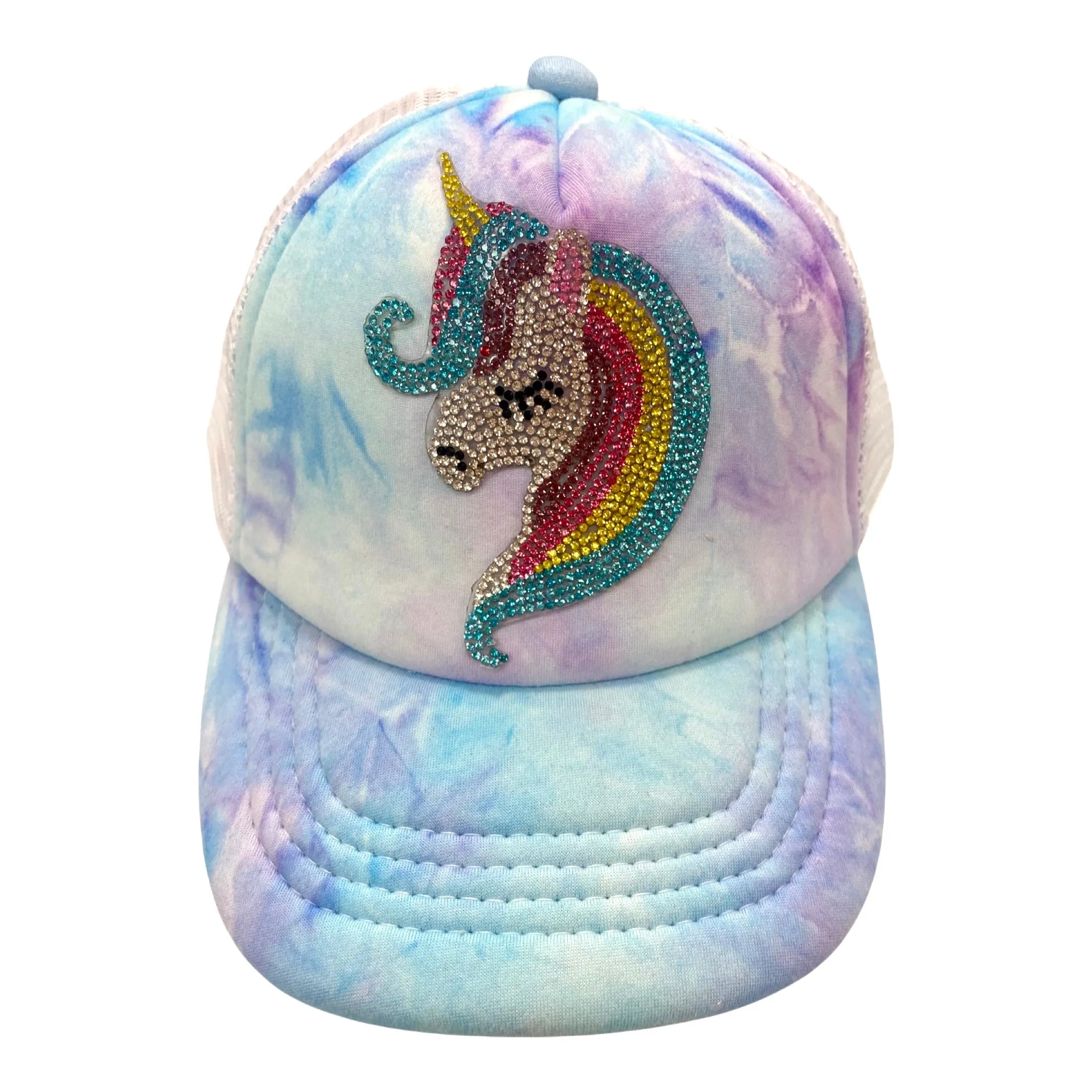 Bari Lynn Rhinestone Unicorn Tie Dye Trucker Hat