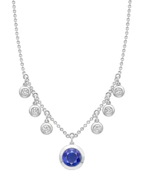 Beach Sapphire and Diamond Platinum Pendant