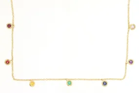 Bezel Set Rainbow Sapphire Dangle Necklace