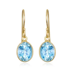 Bezeled Oval Gemdrop Earrings - Sky Blue Topaz