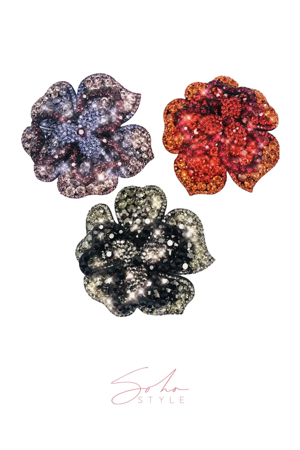 Big flower crystal barrette