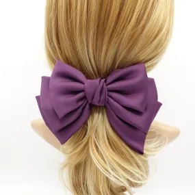 big satin layered hair bow french barrette Women solid color stylish hair bow