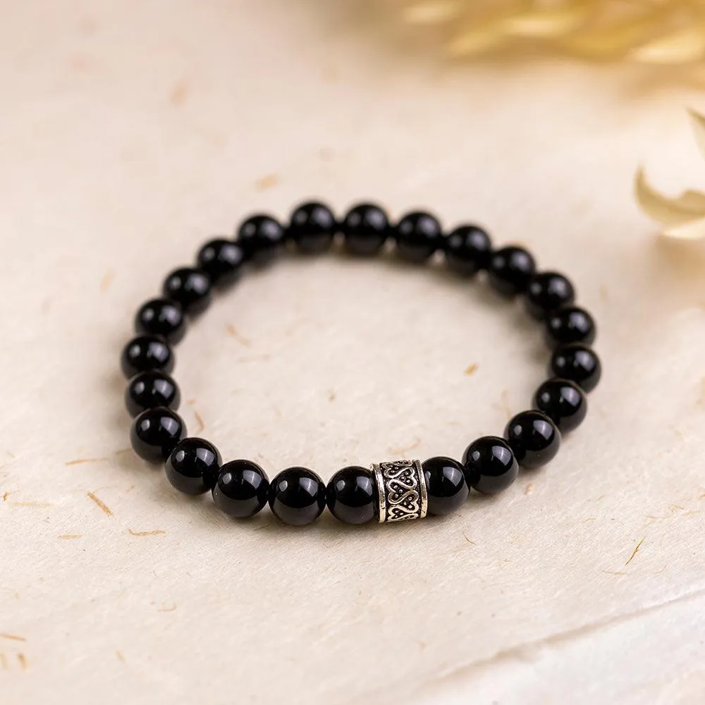 Black Agate Gemstone Bracelet 8mm