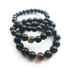 Black Agate Loose Bead Yellow Tiger Eye Bracelet