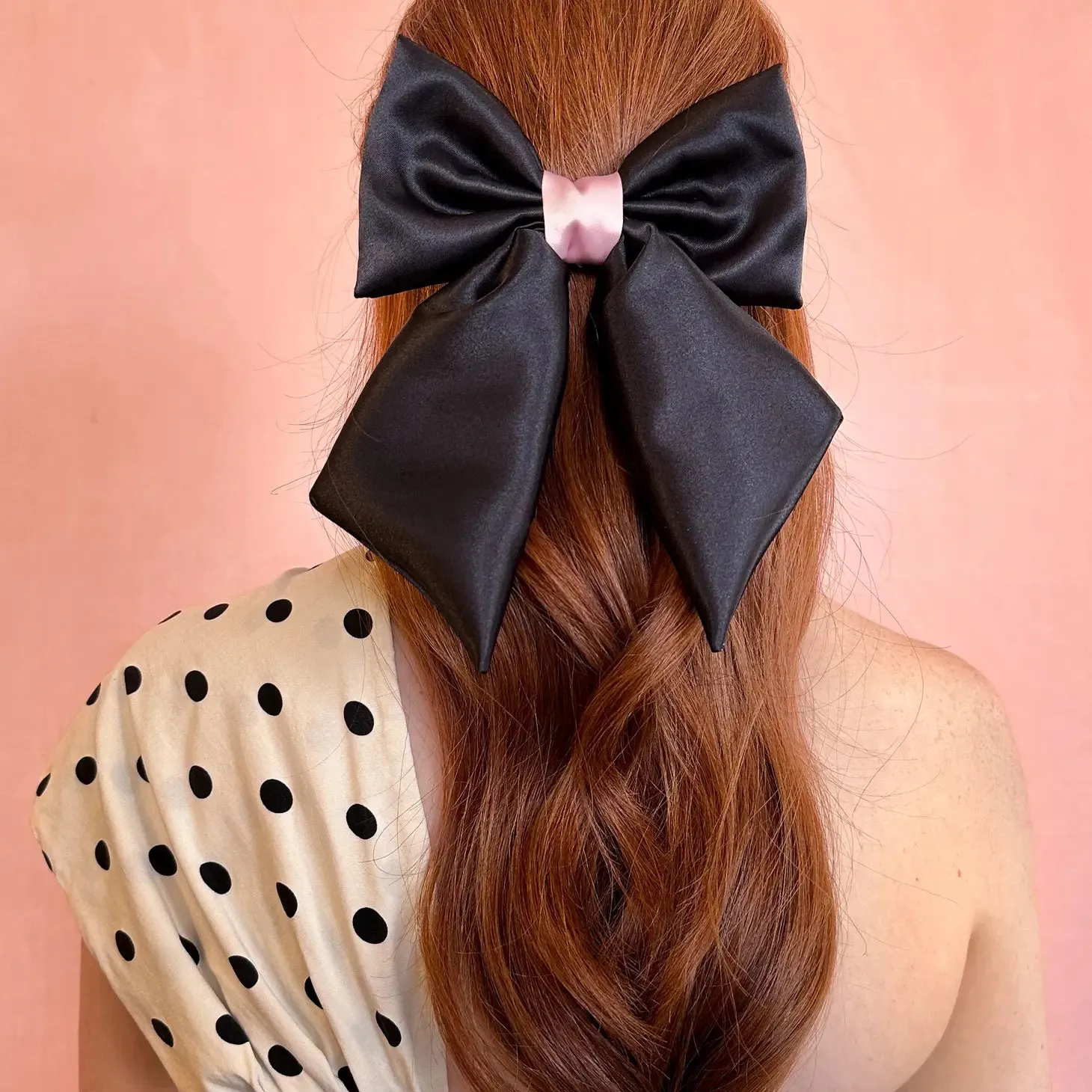 Black and Pink Color-block Hair Bow