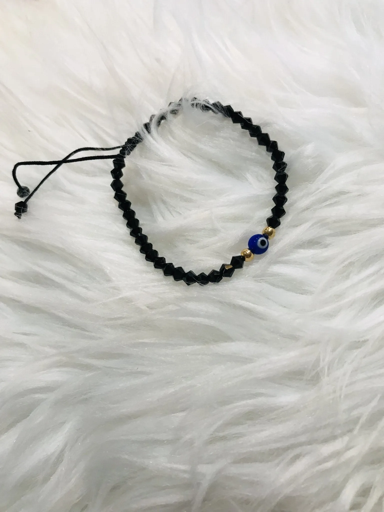 Black  Evil Eye Glass Bead String Bracelet Men or Woman   Block Negative Energy  Black String Macrame Adjustable  Good luck Bracelet Evil Eye Protection