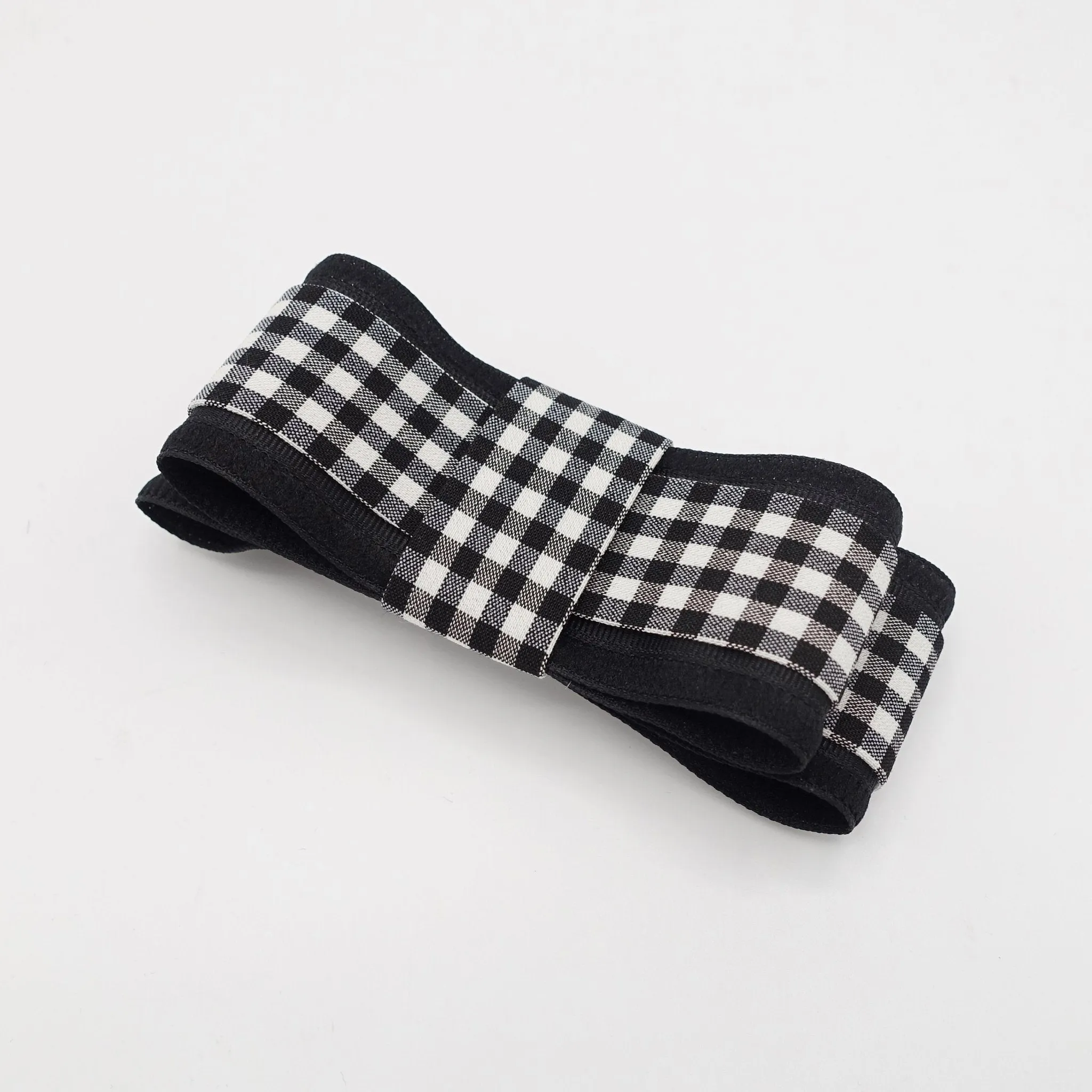 black gingham check bow layered flat bow women hair accessory