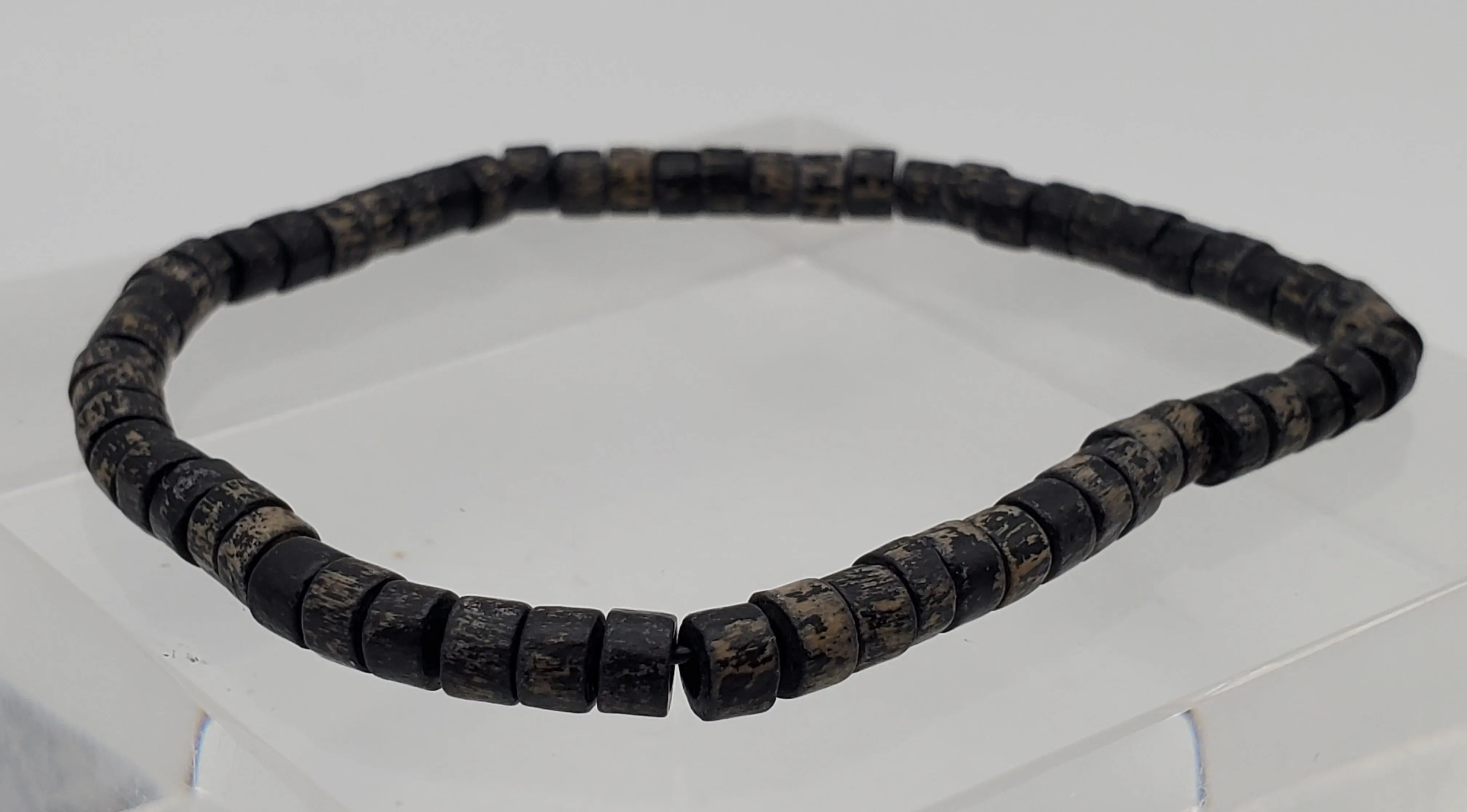 Black Wood Bead Stretch Bracelet