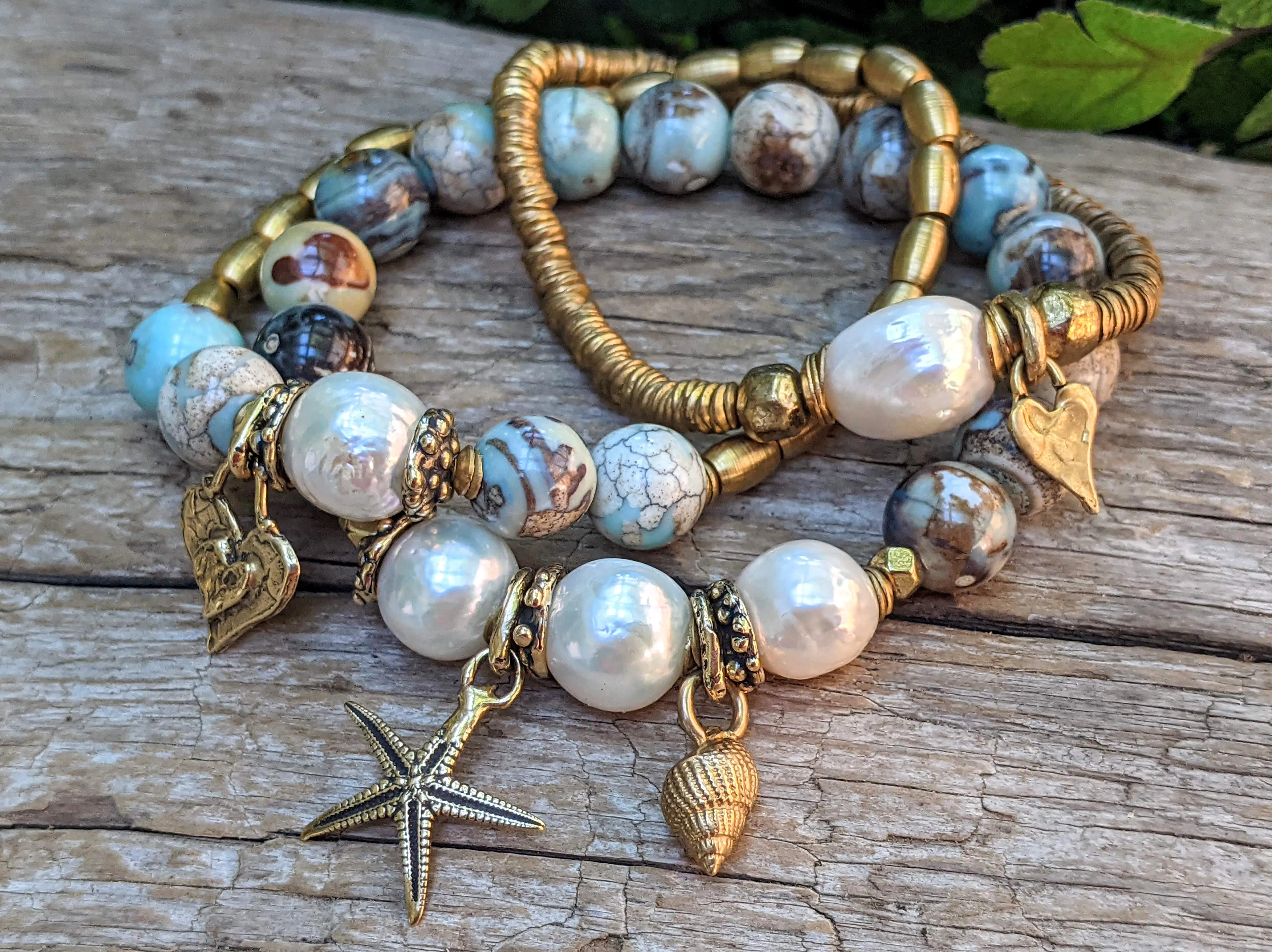 Blue Agate & Edison Pearl Ocean Thyme Bracelet