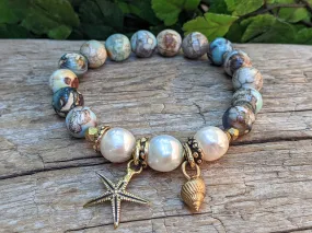 Blue Agate & Edison Pearl Ocean Thyme Bracelet