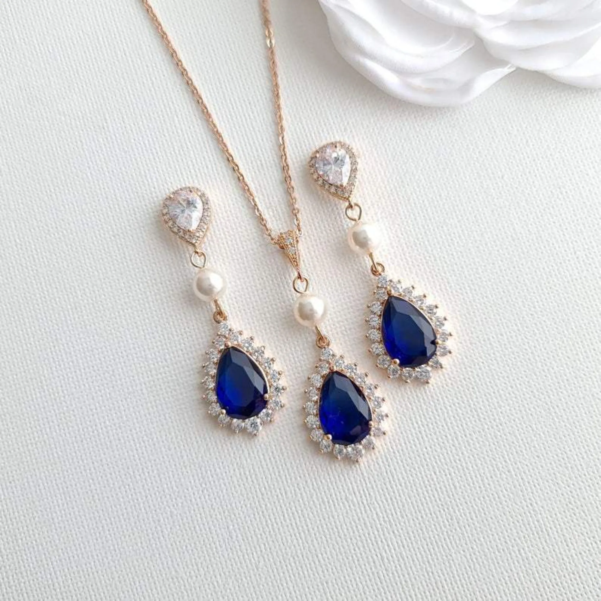 Blue Bridal Jewelry Set-Aoi